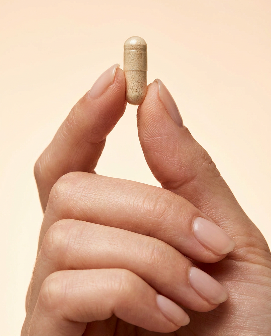 Hand holding a Reminox capsule